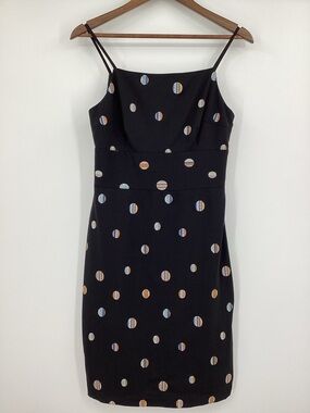 Tocca Black  Embroidered  Multicolor Dots Dress
